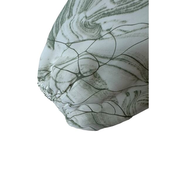 Entro NWT Sage Green Cream 3/4 Balloon Sleeve Tiered Ruffled Above Knee Dress S - Picture 4 of 9